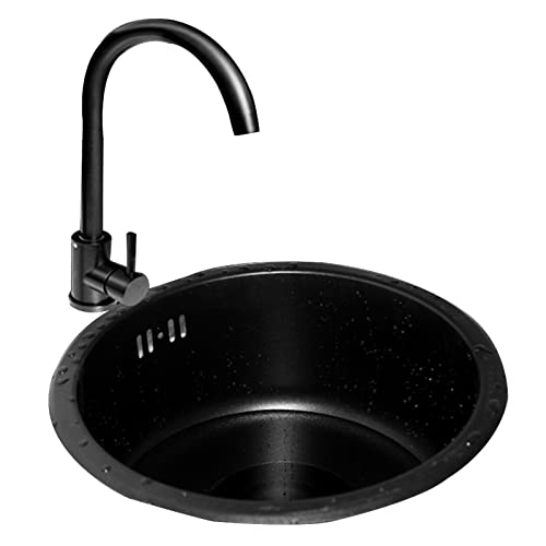 runde Waschbecken, Küchenspüle Rundspüle Barspüle Spüle Balkonspüle Küchenspüle for Auftisch- und Unterputzmontage(42 * 42 * 20Cm) von WEYIMVTO