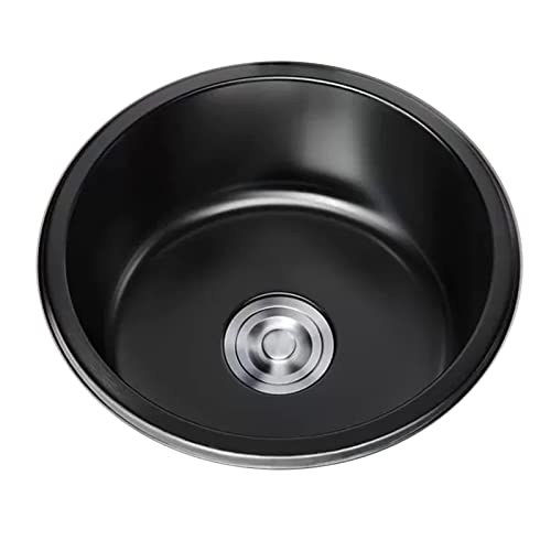 runde Waschbecken, Runde Küchenspüle, Bar-Thekenspüle, Edelstahlspüle, runde Küchenspüle, Studiospüle mit Abflussrohr(36Cm) von WEYIMVTO