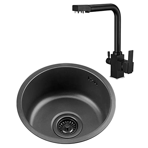 runde Waschbecken, Runde Spüle Küchenspüle Schwenkbarer Wasserhahn Spüle Großraumspüle Verschiedene Installationsmethoden for Küche, Balkon(13.9 * 5.9In) von WEYIMVTO
