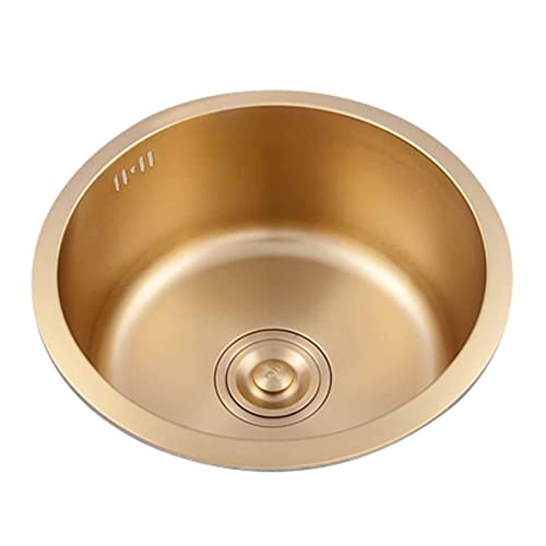 runde Waschbecken, Runde Spüle mit Warm- und Kaltwasserhahn, Einzelbecken, große Kapazität, Unterbauspüle for die Küche im Innen- und Außenbereich(C,40 * 40 cm) von WEYIMVTO