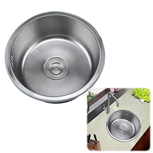 runde Waschbecken, Rundes Einzelbeckenspülbecken, Einzelbecken-Küchenspülbecken, Barspülbecken aus Edelstahl, Wohnmobilspülbecken, Waschbecken(40cm/15.7in) von WEYIMVTO
