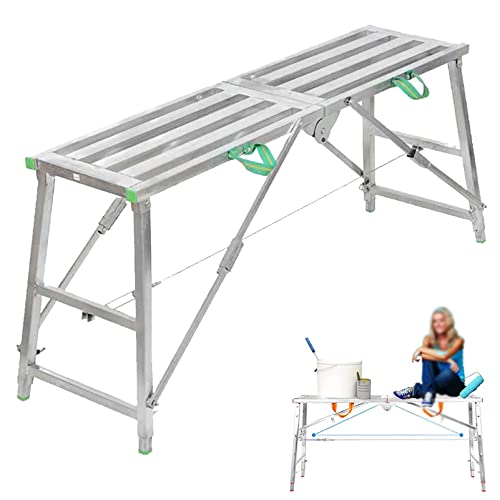 tragbare Faltbare Gerüste Tragbares Schweißgerüst aus verzinktem Stahl, Mehrzweck-Arbeitsplattform, Gerüstturm, Leiter, Hocker, Werkbank, Maximale Belastung 400 kg, 160 cm(200cm) von WEYIMVTO