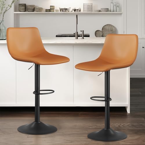 2er Set Barhocker höhenverstellbar 360° drehbar Küchenstuhl mit Rückenlehne und Fußstütze Barhocker aus Kunstleder und technischem Gewebe pflegeleicht Sitzhöhe 90 cm - 101 cm,Braun 2er Set Barhocker höhenverstellbar 360° drehbar Küchenstuhl mit Rückenlehne und Fußstütze Barhocker aus Kunstleder und technischem Gewebe pflegeleicht Sitzhöhe 90 cm - 101 cm,Braun von WEYREK