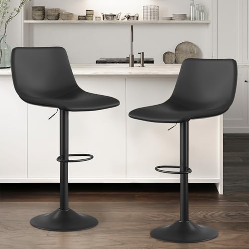 2er Set Barhocker höhenverstellbar 360° drehbar Küchenstuhl mit Rückenlehne und Fußstütze Barhocker aus Kunstleder und technischem Gewebe pflegeleicht Sitzhöhe 90 cm - 101 cm,Schwarz 2er Set Barhocker höhenverstellbar 360° drehbar Küchenstuhl mit Rückenlehne und Fußstütze Barhocker aus Kunstleder und technischem Gewebe pflegeleicht Sitzhöhe 90 cm - 101 cm,Schwarz von WEYREK