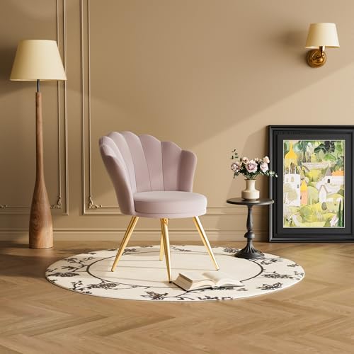 Esszimmerstühle 2er Set, Sitzhöhe 44 cm,für Wohnzimmer Küche Esszimmer, Küchenstühle gepolstert mit Rückenlehne, Sitzfläche aus Samt,schminkstuhl, mit Metallbeinen, bis 136 kg belastbar,Rosa von WEYREK
