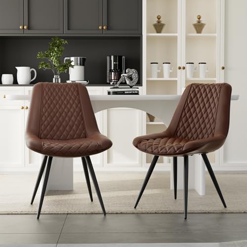 Esszimmerstühle 2er Set mit Rückenlehne, für Esszimmer Küche Wohnzimmer, Kunstleder Esszimmerstuhl mit Metallbeinen, ergonomisches Design,Hellbraun Esszimmerstühle 2er Set mit Rückenlehne, für Esszimmer Küche Wohnzimmer, Kunstleder Esszimmerstuhl mit Metallbeinen, ergonomisches Design,Hellbraun von WEYREK
