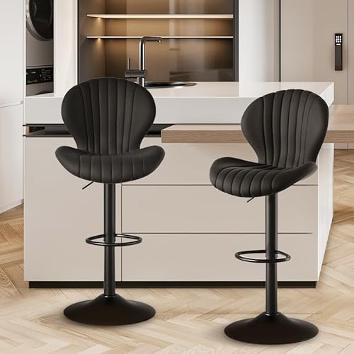 WEYREK Barhocker 2er Set 360° drehbar, | Höhenverstellbar 90-112 cm Hocker aus Fabric | Küchenstühle mit Fußstütze Küchenhocker für Bar, Café, Kücheninsel,einfach zu montieren,Schwarz WEYREK Barhocker 2er Set 360° drehbar, | Höhenverstellbar 90-112 cm Hocker aus Fabric | Küchenstühle mit Fußstütze Küchenhocker für Bar, Café, Kücheninsel,einfach zu montieren,Schwarz von WEYREK