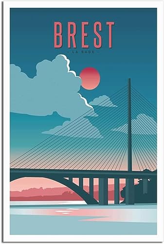 Dekorative Gemälde Brest Frankreich Roadstead Vintage Reise Poster Wandgemälde Leinwand Kunst Wandgemälde Home Decor Ungerahmt 30x45cm von WEYUE
