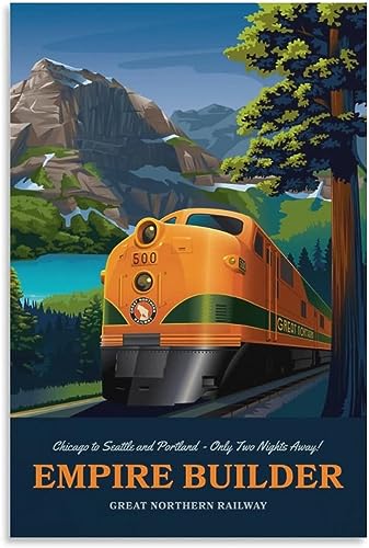 Leinwand Poster Empire Builder Great Northern Railway Tree Vintage Reiseplakat Leinwand Poster auf der Wand Kunst Wandmalerei Dekor Ungerahmt 50x75cm von WEYUE