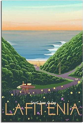 Leinwand Poster Saint Jean De Luz Lafitenia Strand Vintage Reise Poster Home Dekoration Raum Dekor Leinwand Malerei Kunst Wandbild Ungerahmt 50x75cm von WEYUE