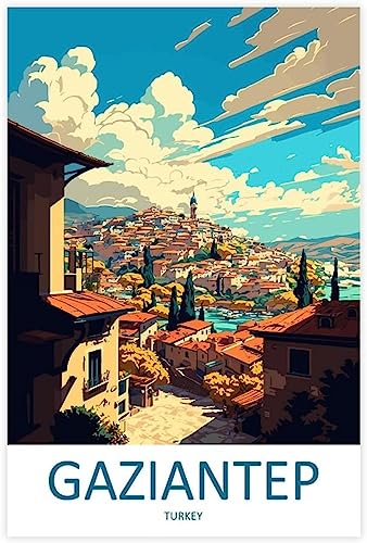 WEYUE Dekorative Gemälde Gaziantep Vintage-Reiseposter, Leinwand, Heimdekoration, Raumdekoration, Wandkunst, Gemälde Ungerahmt 30x45cm von WEYUE