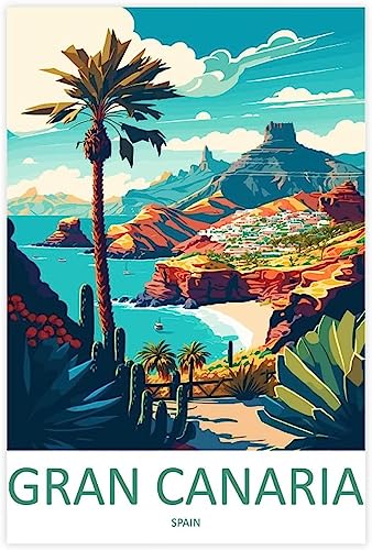 WEYUE Dekorative Gemälde Gran Canaria Vintage Reiseposter, Wandgemälde, Heimdekoration, Gemälde auf Leinwand Ungerahmt 30x45cm von WEYUE