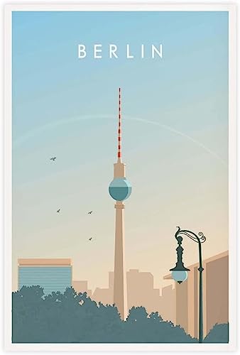 WEYUE Leinwand-Poster Berlin Vintage Reiseposter, Heimdekoration, Leinwand, Wandkunst, Wandgemälde, Dekor Ungerahmt 40x60cm von WEYUE