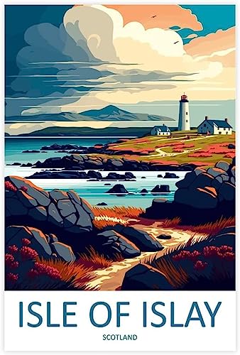 WEYUE Leinwand-Poster Isle of Islay Vintage-Reiseposter, Gemälde, Wandkunst, Wandgemälde, Raumdekoration, Heimdekoration Ungerahmt 40x60cm von WEYUE