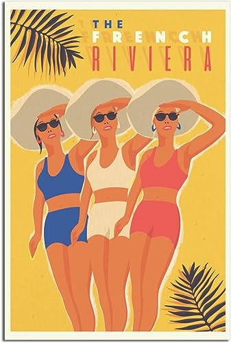 WEYUE Leinwandkunst Die französische Riviera, Vintage-Reiseposter, Gemälde, Wandgemälde, Kunstwandbild, Heimdekoration Ungerahmt 60x90cm von WEYUE