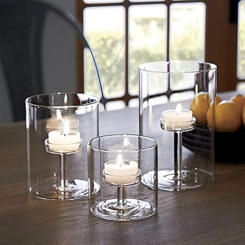 WEedsy Kerzenhalter Glas Tee licht Säulen Kerzen 21cm hohe klare Votiv Kerzenhalter für Hochzeits Tisch Mittelstücke Party Zuhause Wohnzimmer Dekoration von WEedsy