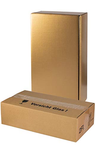5x Versand-Set / 2er Flaschen Geschenkkarton Gold + zertifizierter Versandkarton 5x Versand-Set / 2er Flaschen Geschenkkarton Gold + zertifizierter Versandkarton von WEiNDOTCOM
