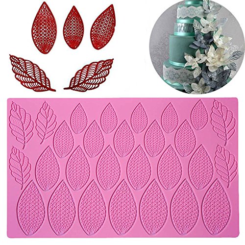 Silikon-Formmatte mit Spitzen-/Blätter-/Blumenmuster, zum Selberdekorieren von Cupcakes und Kuchen, Fondant-Prägematte 1# von WElinks