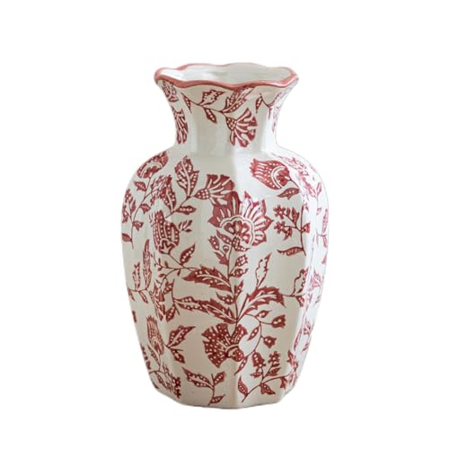 WF Chinoiserie Dekorative Keramikvase, gewellter Rand, Heimdekoration (Pastell) von WF