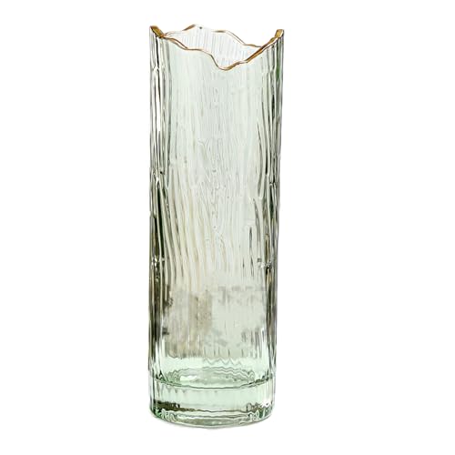 WF Chinoiserie Vase Dekorative Glasvase Zylindervase mit Strukturmuster Klar (Grün) von WF