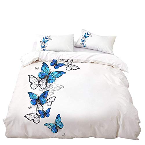 Mädchen Bettwäsche Schmetterling Weiß Kinderbettwäsche Butterfly 100% Mikrofaser Kinder Bettbezug 135x200 Mit Kissenbezug 80x80 Für Herren Damen Teenager von WFBZ