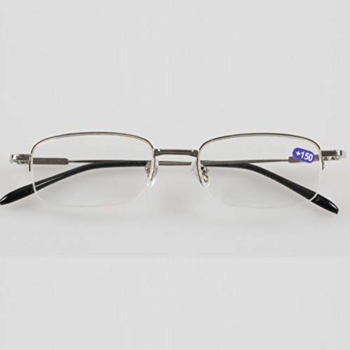 WFENG Memory Titan Ultraleichte Lesebrille Für Männer Und Frauen,Seniorenbrille Mit Halbrahmen Und Drahtbeinen Elegant/Silber / + 1.0 von WFENG
