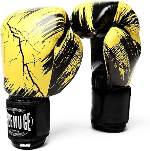 Boxhandschuhe Sanda Handschuhe Männer und Frauen Boxsack Muay Thai Erwachsene Kinder Muay Thai Handschuhe Kostenlose Kampfhandschuhe 6oz 8oz 10oz 12oz 14oz,Gelb,14oz von WFJHZH