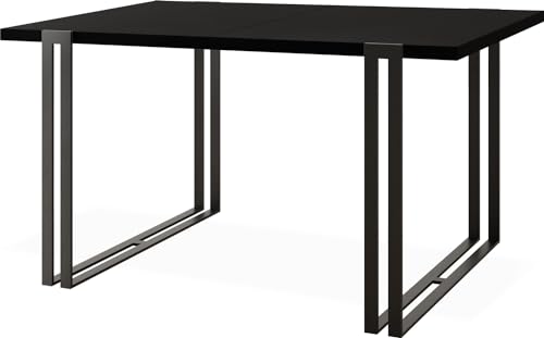 Ausziehbarer Esstisch - Großer Tisch im Loft-Stil mit Schwarze Metallbeinen 120 bis 220 cm - Industrietisch für das Wohnzimmer - Spacesaver - Schwarz - 120 x 80 cm von WFL GROUP