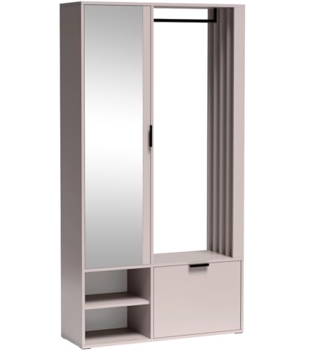 Garderoben-Set mit Spiegel & Sitzbank – Kompaktgarderobe 100 cm mit Kleiderstange, Schuhablage, Stauraum – Links oder Rechts – Flurgarderobe für Diele – Beige, Kaschmir – Garderobenschrank Lena Uni Garderoben-Set mit Spiegel & Sitzbank – Kompaktgarderobe 100 cm mit Kleiderstange, Schuhablage, Stauraum – Links oder Rechts – Flurgarderobe für Diele – Beige, Kaschmir – Garderobenschrank Lena Uni von WFL GROUP