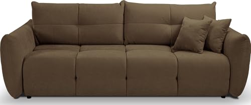 WFL GROUP 3-Sitzer Schlafsofa Theo mit Bettkasten – Modernes Sofa mit Schlaffunktion und Bettfunktion, Skandinavische Polstergarnitur mit schwarzen Beinen – Braun von WFL GROUP