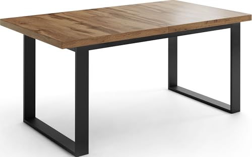 WFL GROUP Ausziehbarer Rechteckiger Esstisch im Loft-Stil mit Schwarzen Metallbeinen – Industrieller Tisch für Wohnzimmer – Ausziehbar von 140 cm auf 180 cm – Made in EU – Wotan Eiche WFL GROUP Ausziehbarer Rechteckiger Esstisch im Loft-Stil mit Schwarzen Metallbeinen – Industrieller Tisch für Wohnzimmer – Ausziehbar von 140 cm auf 180 cm – Made in EU – Wotan Eiche von WFL GROUP