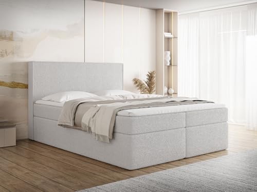 WFL GROUP Boxspringbett 160x200 mit Bettkasten, Gepolstert Doppelbett mit H3 Multipocket-Matratze, H3 Topper – Graues Stauraumbett mit hohem Kopfteil, Boucle Stoff – Terra – Grau WFL GROUP Boxspringbett 160x200 mit Bettkasten, Gepolstert Doppelbett mit H3 Multipocket-Matratze, H3 Topper – Graues Stauraumbett mit hohem Kopfteil, Boucle Stoff – Terra – Grau von WFL GROUP