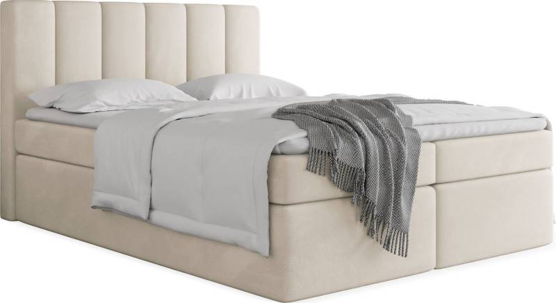 WFL GROUP Boxspringbett Amira (Bettkasten, H3 Multipocket-Matratze, H2 Visco-Topper, Kopfteil 160x200) von WFL GROUP