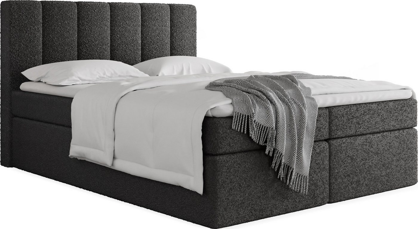WFL GROUP Boxspringbett Amira (mit Bettkasten, H3 Multipocket-Matratze, H3 Topper, Kopfteil 180x200) von WFL GROUP