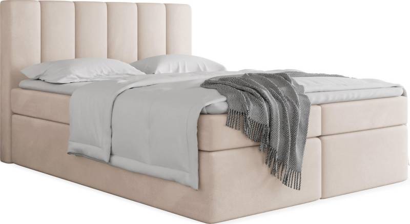 WFL GROUP Boxspringbett Amira (mit Bettkasten, H3 Multipocket-Matratze, H3 Topper, Kopfteil 200x200) von WFL GROUP