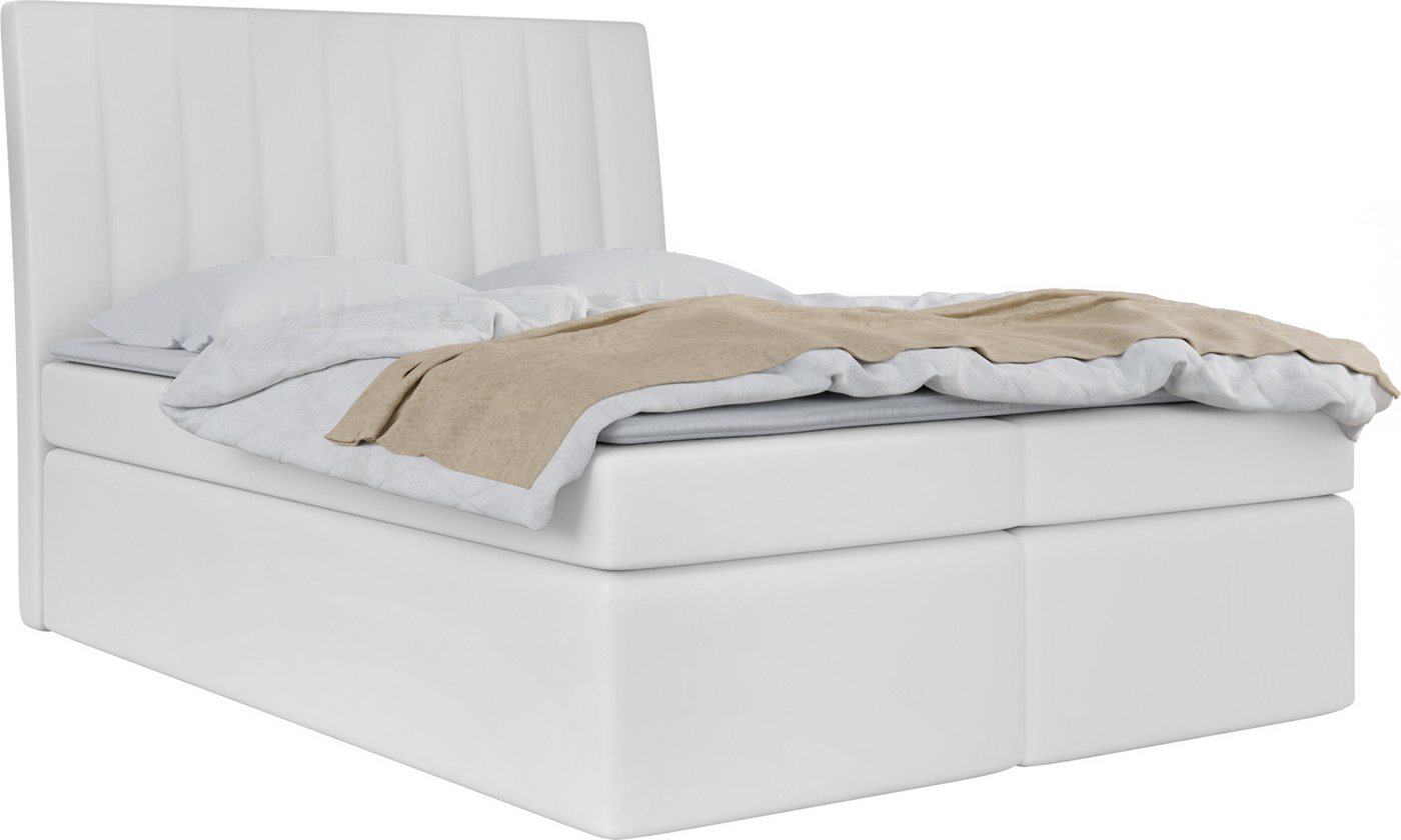 WFL GROUP Boxspringbett mit Topper AMILA, Samt Doppelbett mit Bettkasten von WFL GROUP