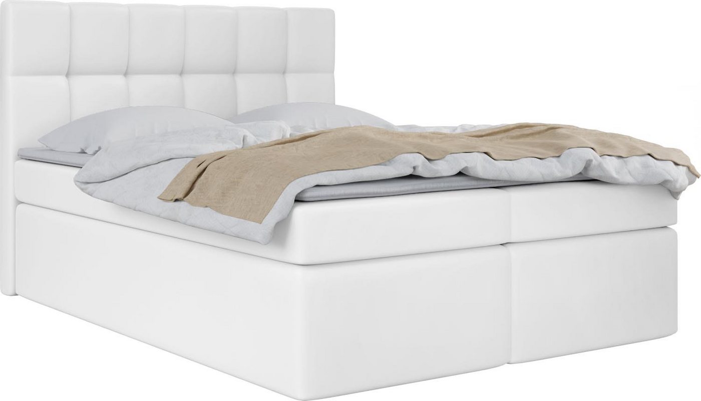 WFL GROUP Boxspringbett mit Topper ARTENO, Samt Doppelbett mit Bettkasten von WFL GROUP