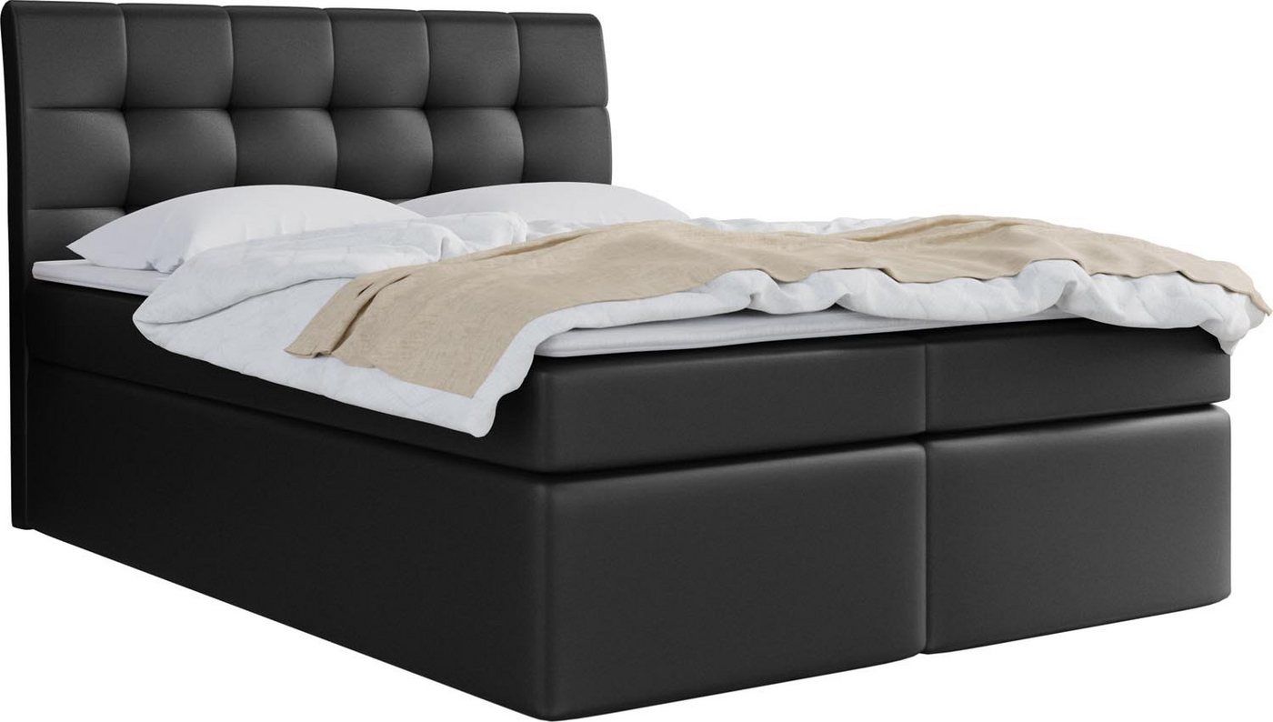 WFL GROUP Boxspringbett mit Topper BELIZE, Samt Doppelbett mit Bettkasten von WFL GROUP