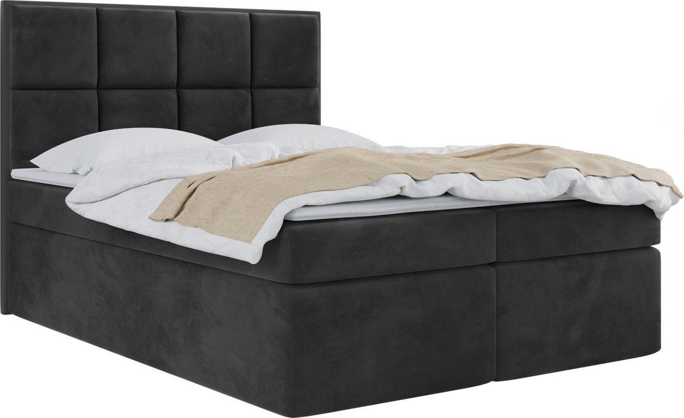 WFL GROUP Boxspringbett mit Topper MAXIMO, Samt Doppelbett mit Bettkasten von WFL GROUP