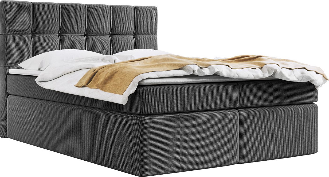 WFL GROUP Boxspringbett mit Topper SEVINE, Samt Doppelbett mit Bettkasten von WFL GROUP