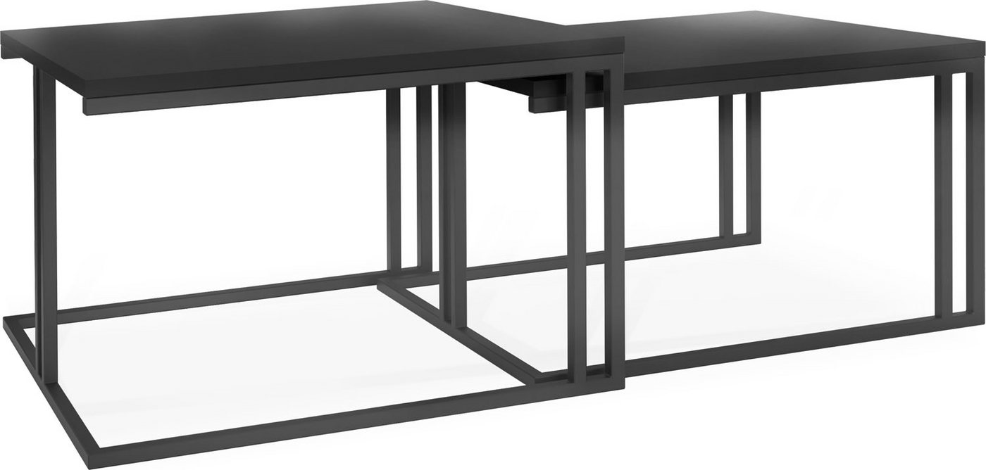 WFL GROUP Couchtisch Cameron, Quadratische 2 in 1 mit Schwarze Metallgestell von WFL GROUP