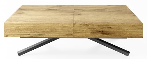 WFL GROUP Couchtisch Höhenverstellbar und Ausziehbar Cavetta X - Wohnzimmertisch Esstisch Multifunktionstisch 120-200/80/27-76 cm Lancelot Eiche von WFL GROUP