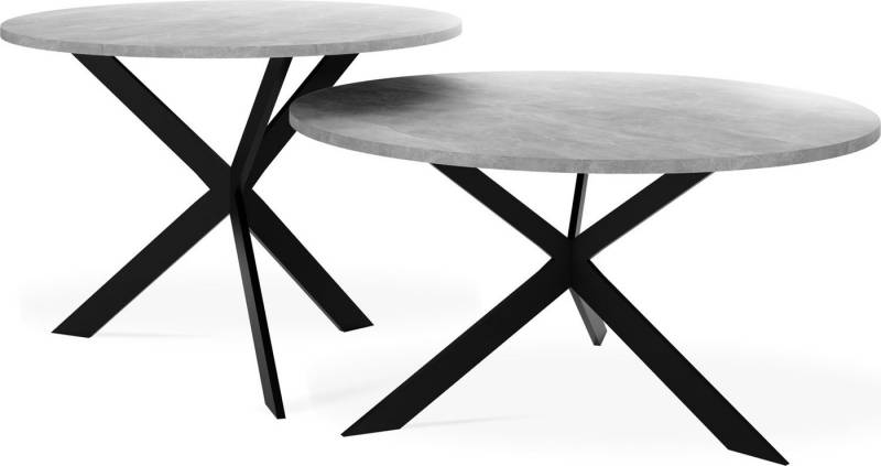 WFL GROUP Couchtisch Lev (Satztisch Set 2er - Runder Kaffeetisch, 58x58x42 cm+75x75x36 cm), Satztisch Set 2er - Runder Kaffeetisch, 58x58x42 cm+75x75x36 cm von WFL GROUP