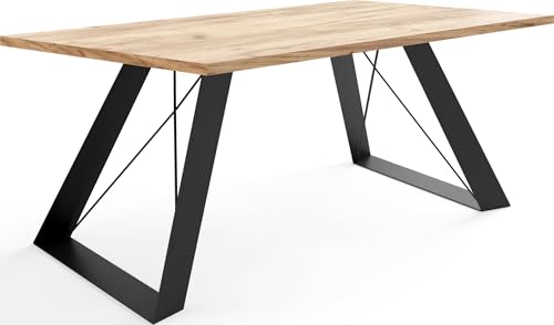 WFL GROUP Couchtisch Remi 120x60 cm - Beistelltisch Rechteckig, Wohnzimmertisch Industrial - Sofatisch mit Metallgestell Schwarz - Kaffeetisch Modern - Craft Eiche von WFL GROUP
