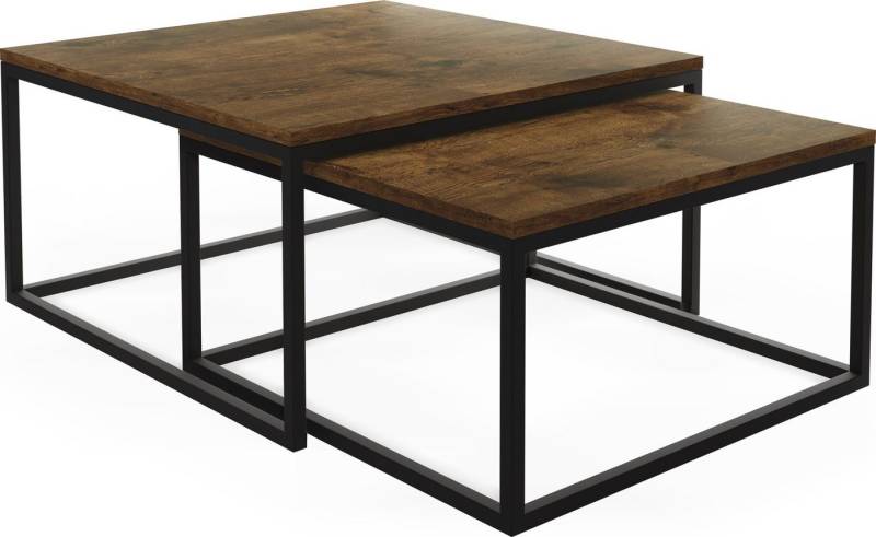 WFL GROUP Couchtisch Vella (Satztisch Set 2er - Quadratischer Kaffeetisch, 76x76x39 cm+66x66x34 cm), Satztisch Set 2er - Quadratischer Kaffeetisch, 76x76x39 cm+66x66x34 cm von WFL GROUP