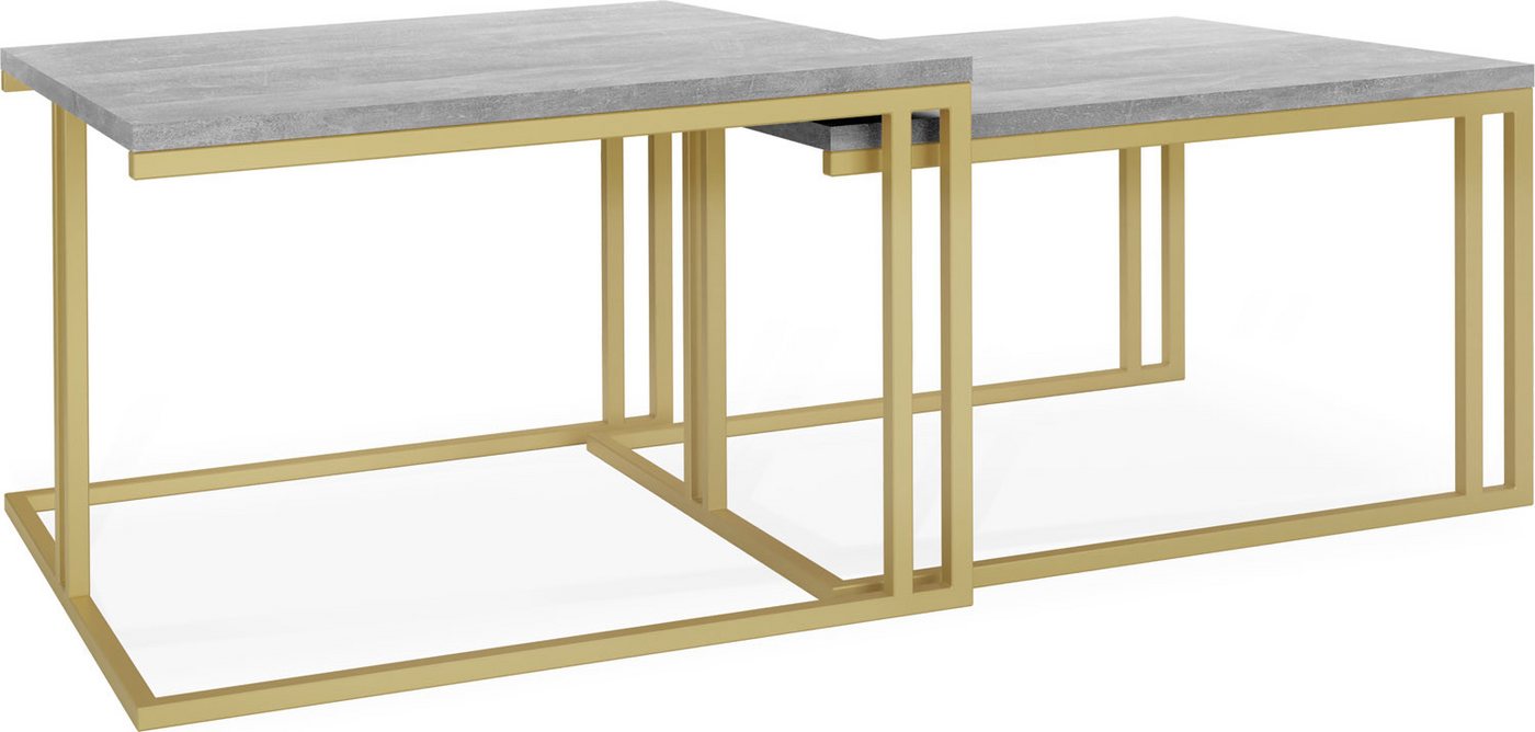 WFL GROUP Couchtisch Virgo, Quadratische 2 in 1 mit Golden Metallgestell von WFL GROUP