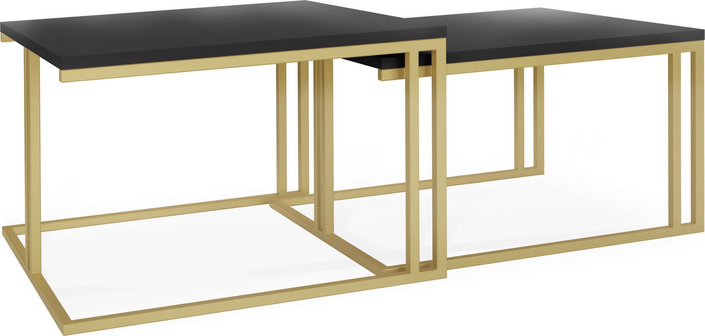 WFL GROUP Couchtisch Virgo, Quadratische 2 in 1 mit Golden Metallgestell von WFL GROUP