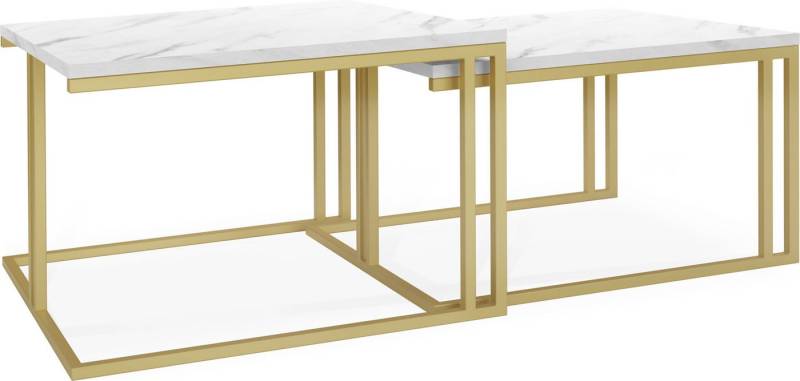 WFL GROUP Couchtisch Virgo, Quadratische 2 in 1 mit Golden Metallgestell WFL GROUP Couchtisch Virgo, Quadratische 2 in 1 mit Golden Metallgestell von WFL GROUP
