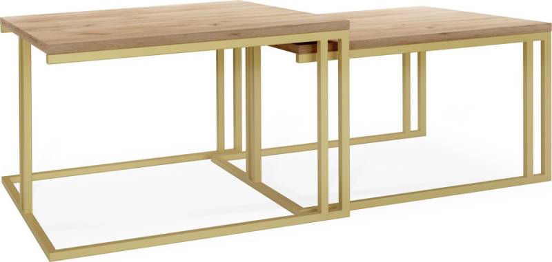WFL GROUP Couchtisch Virgo, Quadratische 2 in 1 mit Golden Metallgestell von WFL GROUP
