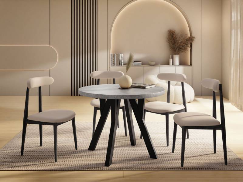 WFL GROUP Esstisch Avero Black (vier Größen – 80/90/100/100 cm, ausziehbar auf 160/190/140/200 cm), platzsparender Tisch für kleine Küche, Esszimmer oder Wohnzimmer von WFL GROUP